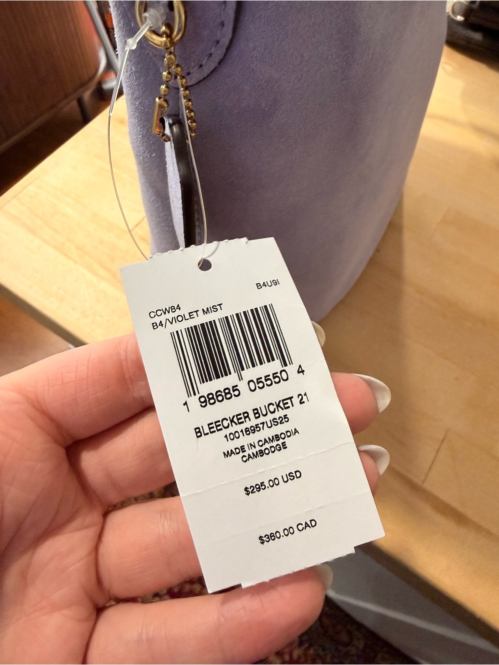 Coach Lavender Suede Bucket Shoulder Bag with Gold Hardware - Picture 3 of 5